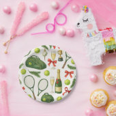 Tennis Kerstmis thema met bal en racket Papieren Bordje (Feest)