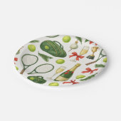 Tennis Kerstmis thema met bal en racket Papieren Bordje (Gekanteld)