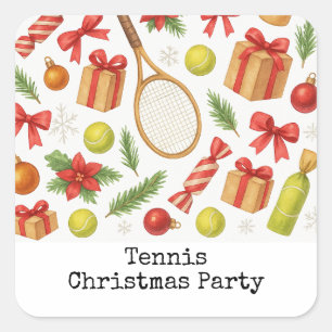 Tennis Kerstmis thema met geschenken Vierkante Sticker