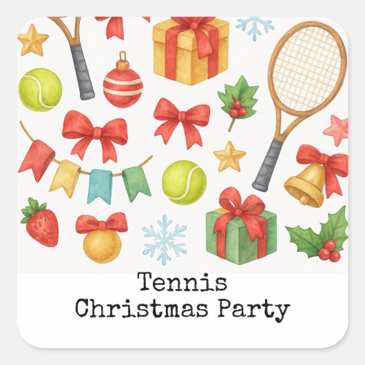 Tennis Kerstmis thema met geschenken Vierkante Sticker (Voorkant)