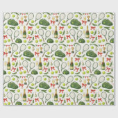 Tennis Kerstmis thema met racket en bal Cadeaupapier (Vlak)