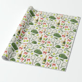 Tennis Kerstmis thema met racket en bal Cadeaupapier (Uitgerold)