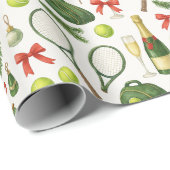 Tennis Kerstmis thema met racket en bal Cadeaupapier (Rol Hoek)