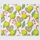 Tennis Kerstmis thema met racket en bal Cadeaupapier (Vlak)