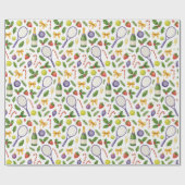 Tennis Kerstmis thema met racket en bal Cadeaupapier (Vlak)