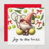 Tennis Kerstmis thema met Racket en bal Feestdagenkaart (Voorkant / Achterkant)