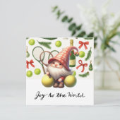 Tennis Kerstmis thema met Racket en bal Feestdagenkaart (Staand voorkant)