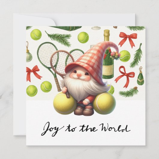 Tennis Kerstmis thema met Racket en bal Feestdagenkaart (Voorkant)