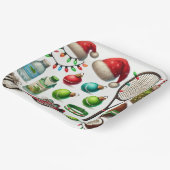 Tennis Kerstmis thema met racket en bal Papieren Bordje (Gebogen)