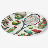 Tennis Kerstmis thema met racket en bal Papieren Bordje (Gekanteld)
