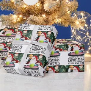 Tennis Kerstmis thema met Santa Claus Wrapping Cadeaupapier