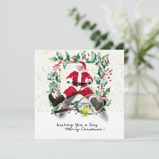 Tennis Kerstmis thema met Sinterklaas Feestdagenkaart (Staand voorkant)