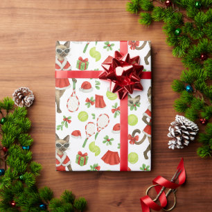 Tennis Kerstmis thema voor Siamese kat Liefhebbers Cadeaupapier