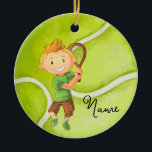 Tennis-kerstmis voor Boy Player Keramisch Ornament<br><div class="desc">Tennis-kerstmis voor Boy Player</div>