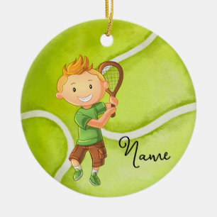 Tennis-kerstmis voor Boy Player Keramisch Ornament