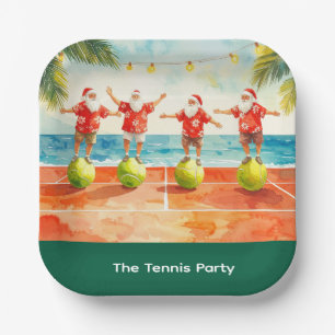 Tennis Kerstmis Zomer met Sinterklaas op het stran Papieren Bordje