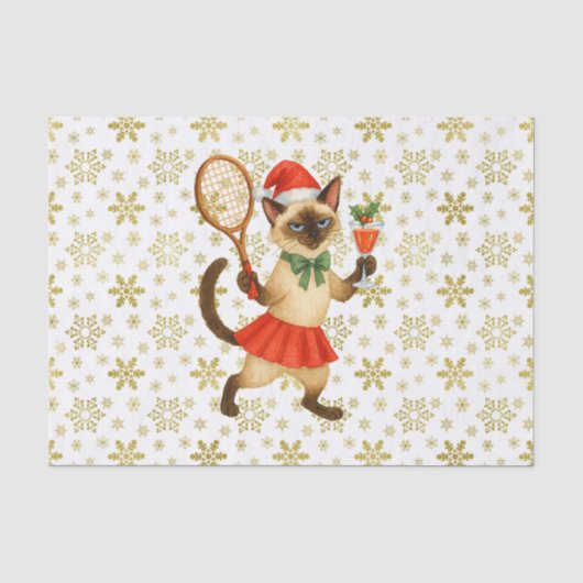 Tennis Kerstmug Kat Liefhebbers Tissuepapier (Voorkant)