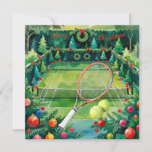 Tennis kerstthema aan het hof feestdagenkaart