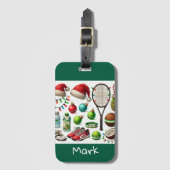 Tennis kerstthema bagagelabel (Voorkant (verticaal))
