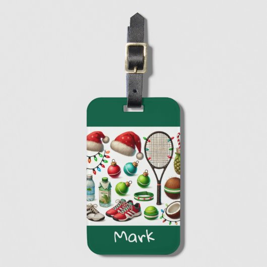 Tennis kerstthema bagagelabel (Voorkant (verticaal))
