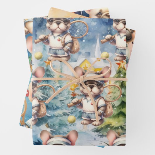 Tennis kerstthema inpakpapier vel (In situ)