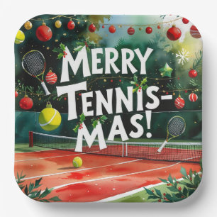 Tennis Kerstthema Joy Love Tennis Party Papieren Bordje