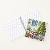 Tennis Kerstthema met bal en racket Notitieboek (Binnen)