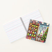 Tennis Kerstthema met bal en racket Notitieboek (Binnen)