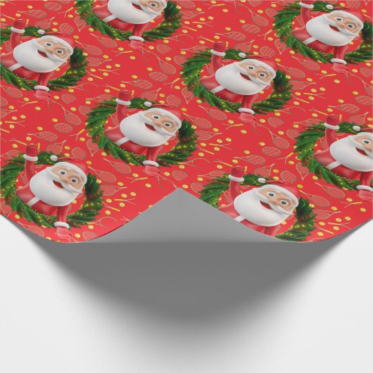 Tennis kerstthema op groene achtergrond cadeaupapier (Hoek)