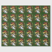 Tennis kerstthema op groene achtergrond cadeaupapier (Vlak)