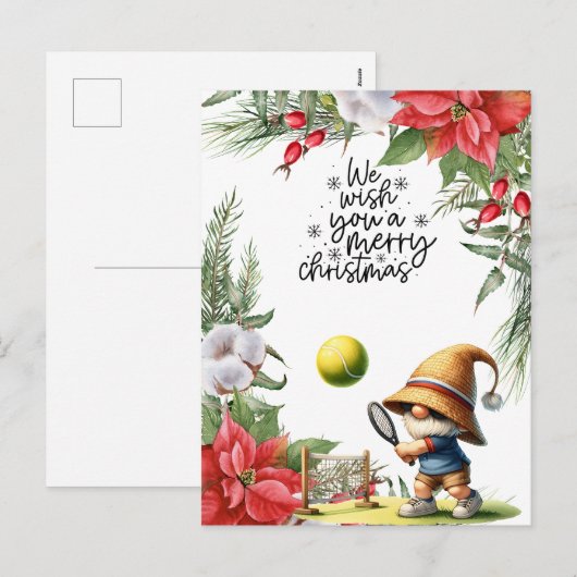 Tennis kerstthema voor de speler feestdagenkaart (Voorkant / Achterkant)