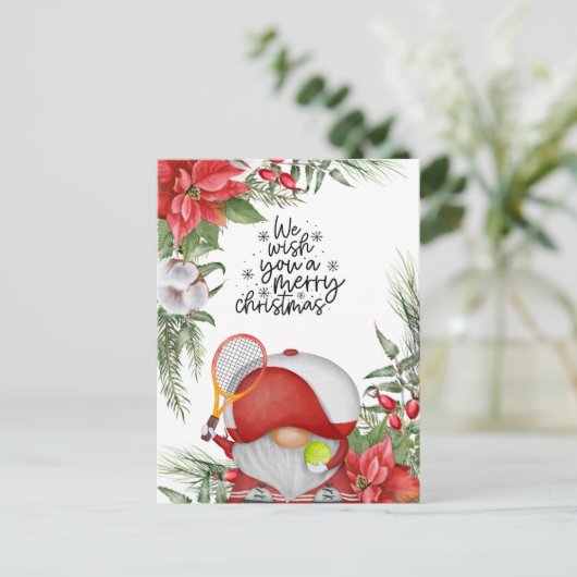 Tennis kerstthema voor de speler feestdagenkaart (Staand voorkant)