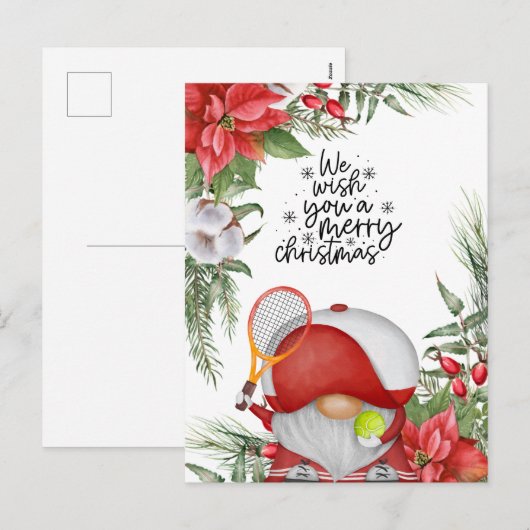Tennis kerstthema voor de speler feestdagenkaart (Voorkant / Achterkant)