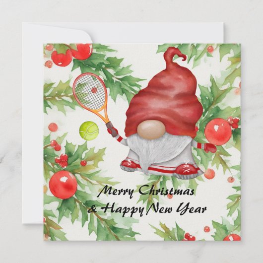 Tennis kerstthema voor de speler feestdagenkaart (Voorkant)