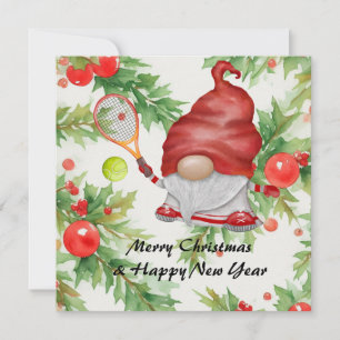 Tennis kerstthema voor de speler feestdagenkaart