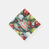 Tennis kerstthema voor de speler servet (Hoek)