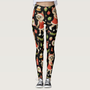 Tennis kerstthema voor kattenliefhebbers leggings