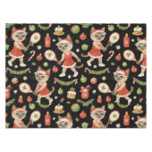Tennis kerstthema voor kattenliefhebbers tafelkleed (Voorkant (Horizontaal))