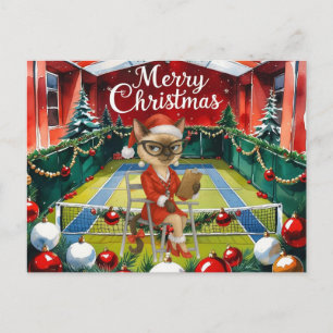 Tennis Kerstthema voor Siamese Cat Lovers Feestdagenkaart