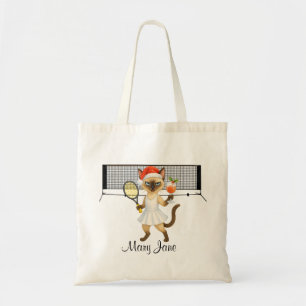 Tennis Kerstthema voor speler die kat liefheeft Tote Bag