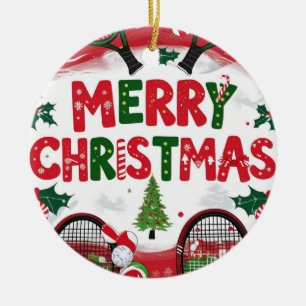 Tennis Kerstthema voor Speler Keramisch Ornament