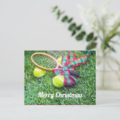 Tennis Kerstvakantie met racket en bal Briefkaart (Staand voorkant)