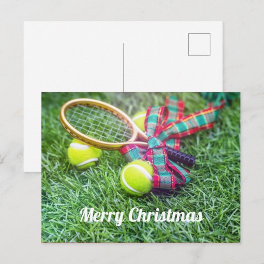 Tennis Kerstvakantie met racket en bal Briefkaart (Voorkant / Achterkant)