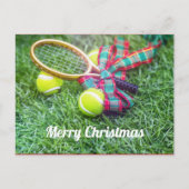 Tennis Kerstvakantie met racket en bal Briefkaart (Voorkant)