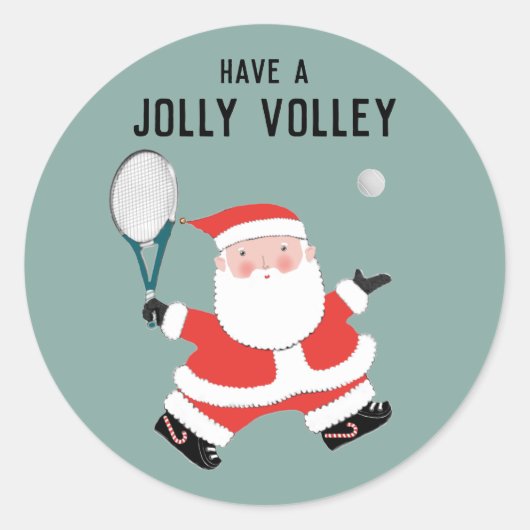Tennis kerstvakantie ronde sticker (Voorkant)
