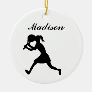 Tennis-kerstversiering op maat (vrouw) keramisch ornament