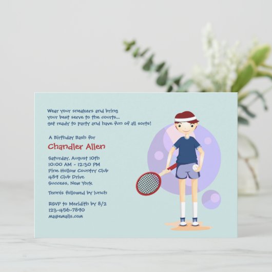 Tennis Kind uitnodiging (Staand voorkant)