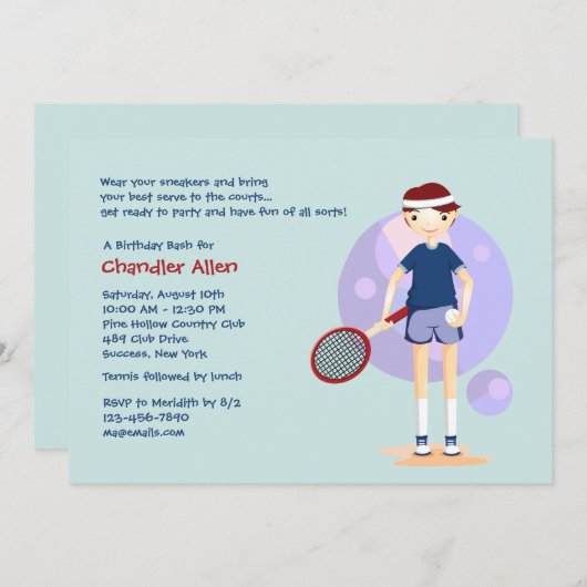 Tennis Kind uitnodiging (Voorkant / Achterkant)