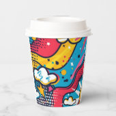 Tennis Kind Verjaardagsfeest Abstracte Achtergrond Papieren Bekers (Achterkant)