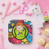 Tennis Kind Verjaardagsfeest Abstracte Achtergrond Papieren Bordje (Feest)